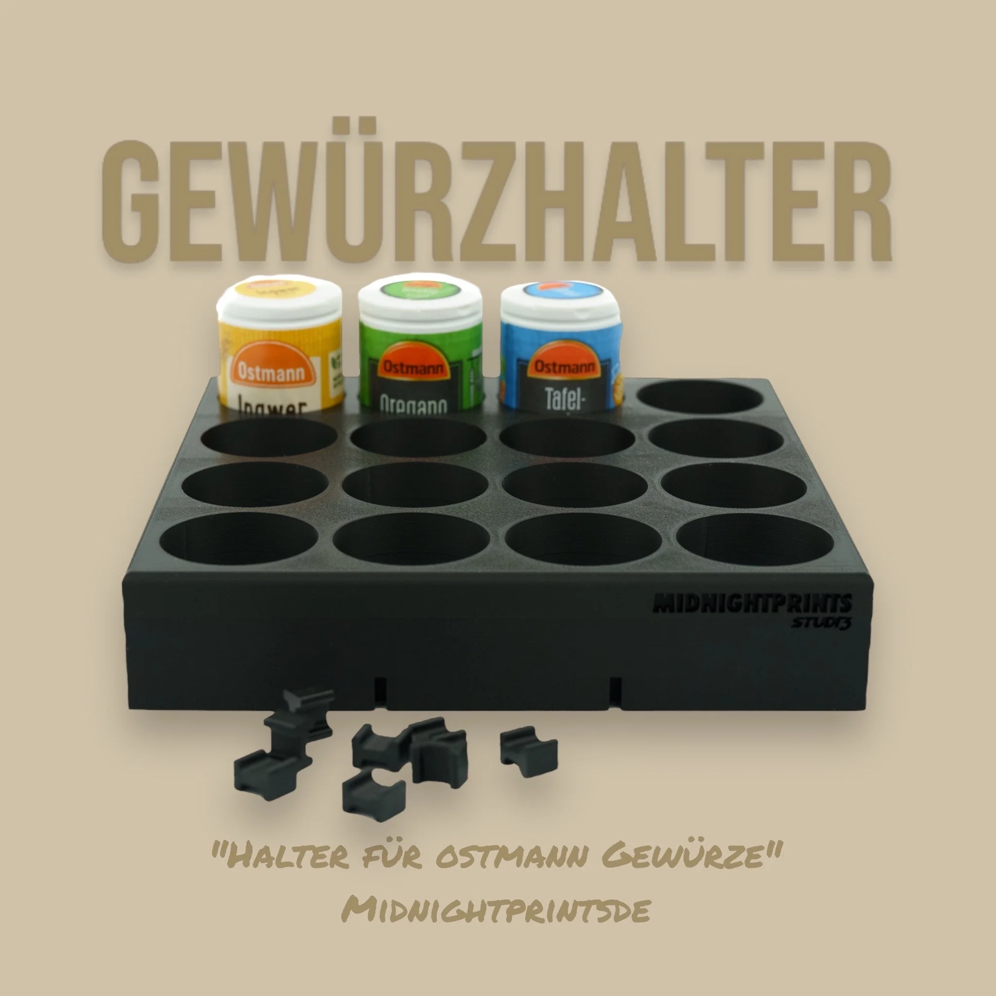 Gewürzhalter - für Ostmann Gewürze -Gewürze - Ostmann - Just Spices - Küche -Schubladen Halterung - Personalisierbar - spicerack